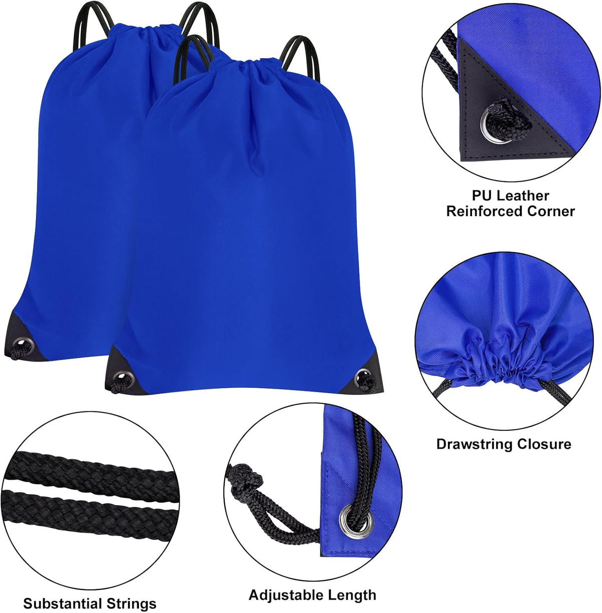 2PCS Drawstring Bags Bulk, String Backpack for Men Women, Cinch Bag Draw String Back Bag for Gym, Sports, Travel (2, Bright Yellow)
