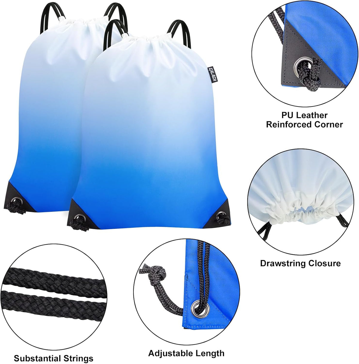 2PCS Drawstring Bags Bulk, String Backpack for Men Women, Cinch Bag Draw String Back Bag for Gym, Sports, Travel (2, Bright Yellow)