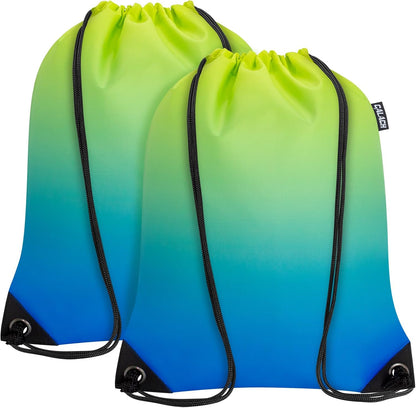 2PCS Drawstring Bags Bulk, String Backpack for Men Women, Cinch Bag Draw String Back Bag for Gym, Sports, Travel (2, Bright Yellow)