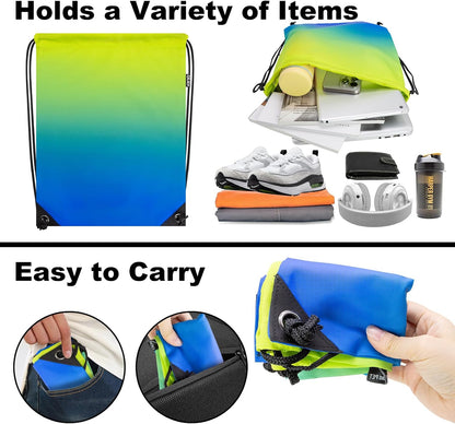 2PCS Drawstring Bags Bulk, String Backpack for Men Women, Cinch Bag Draw String Back Bag for Gym, Sports, Travel (2, Bright Yellow)