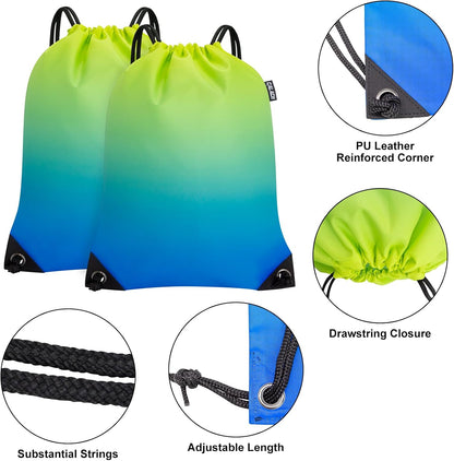2PCS Drawstring Bags Bulk, String Backpack for Men Women, Cinch Bag Draw String Back Bag for Gym, Sports, Travel (2, Bright Yellow)