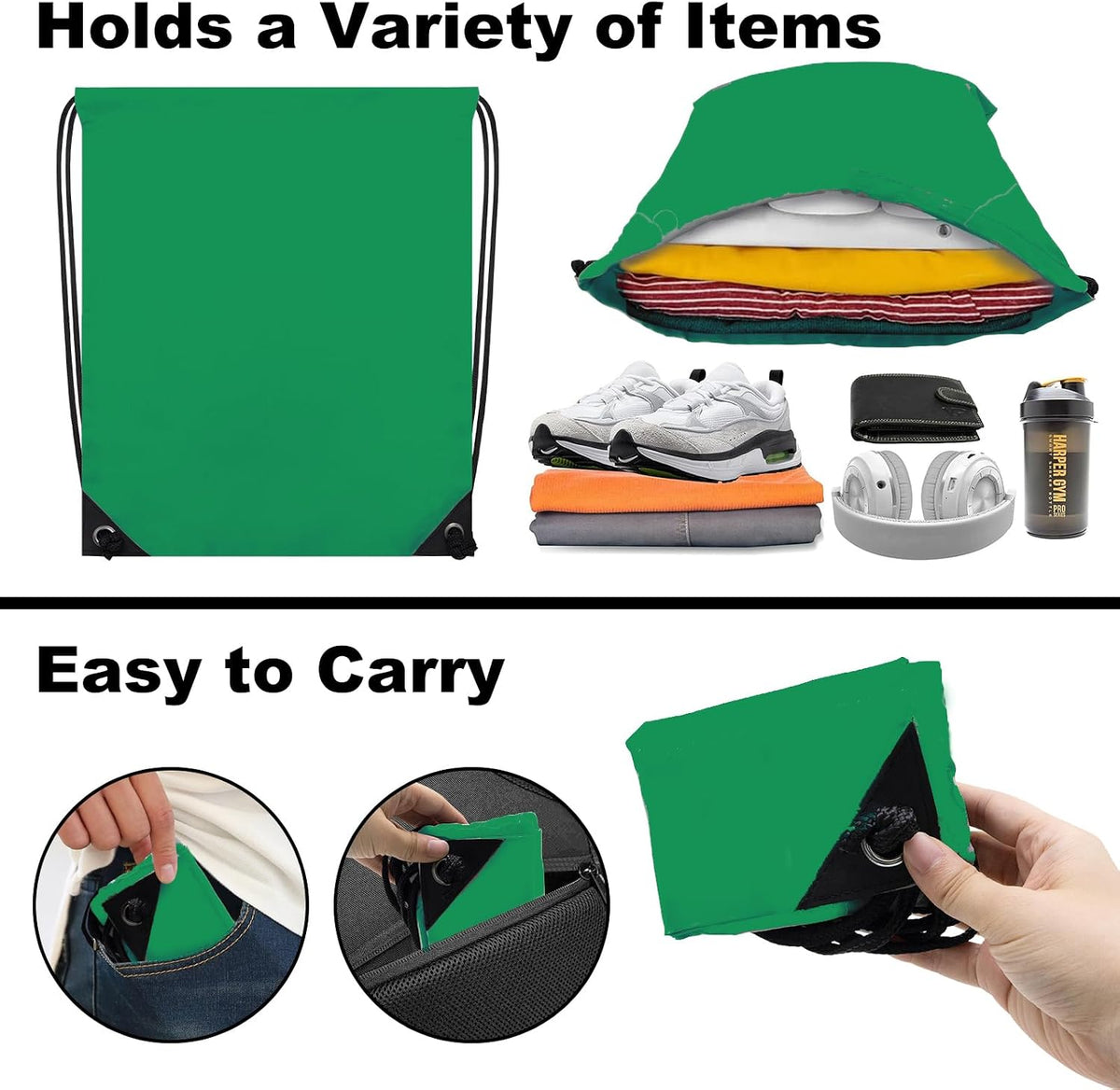 2PCS Drawstring Bags Bulk, String Backpack for Men Women, Cinch Bag Draw String Back Bag for Gym, Sports, Travel (2, Bright Yellow)