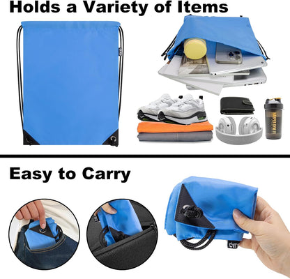 2PCS Drawstring Bags Bulk, String Backpack for Men Women, Cinch Bag Draw String Back Bag for Gym, Sports, Travel (2, Bright Yellow)