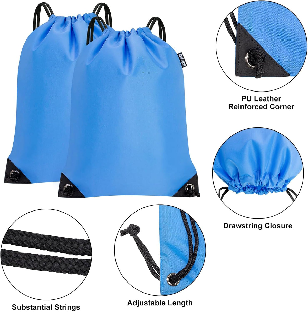 2PCS Drawstring Bags Bulk, String Backpack for Men Women, Cinch Bag Draw String Back Bag for Gym, Sports, Travel (2, Bright Yellow)