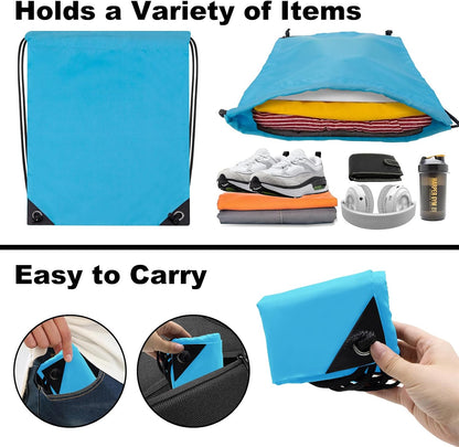2PCS Drawstring Bags Bulk, String Backpack for Men Women, Cinch Bag Draw String Back Bag for Gym, Sports, Travel (2, Bright Yellow)