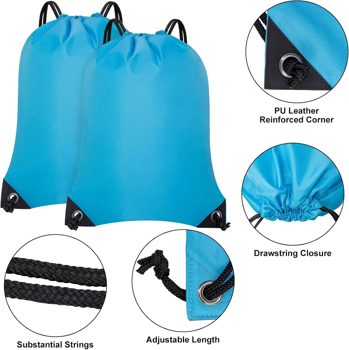 2PCS Drawstring Bags Bulk, String Backpack for Men Women, Cinch Bag Draw String Back Bag for Gym, Sports, Travel (2, Bright Yellow)