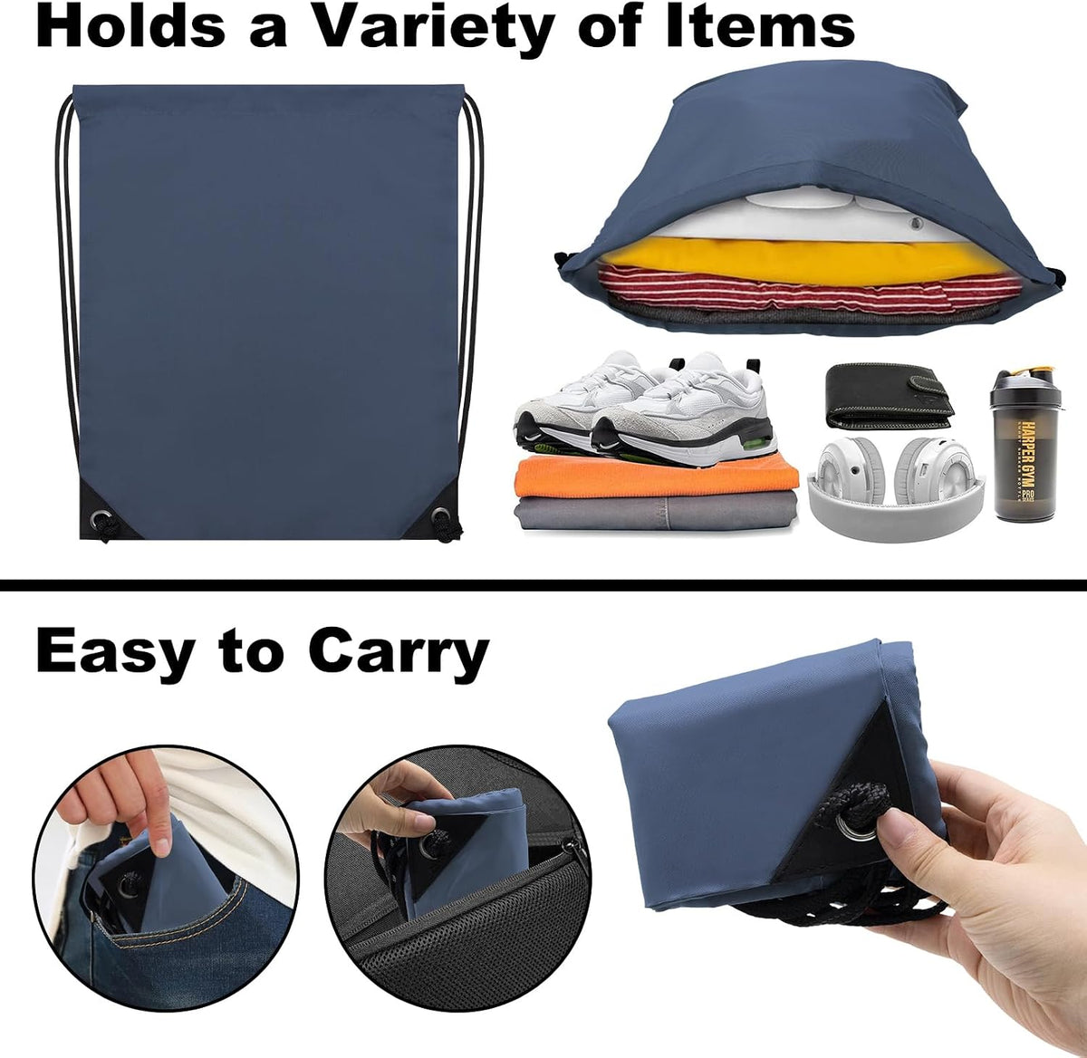 2PCS Drawstring Bags Bulk, String Backpack for Men Women, Cinch Bag Draw String Back Bag for Gym, Sports, Travel (2, Bright Yellow)