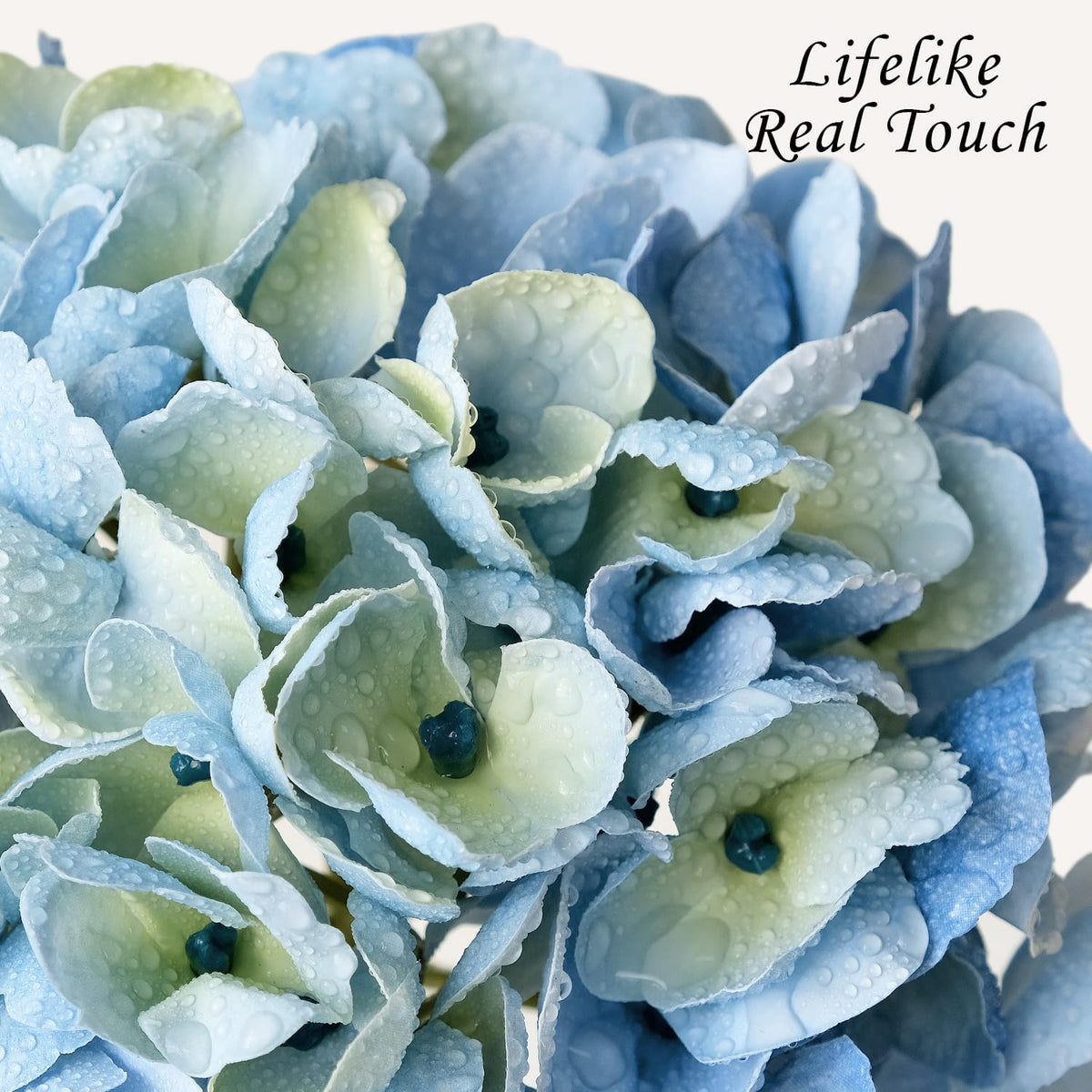 JINWOE Light Blue Flowers Hydrangea Artificial Flowers, 4PCS 21" Latex Real Touch Vintage Lifelike Silk Flowers,Faux Hydrangea Bouquet Fake Flowers for Wedding Centerpieces Tables Party Outdoor Home