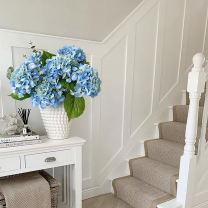 JINWOE Light Blue Flowers Hydrangea Artificial Flowers, 4PCS 21" Latex Real Touch Vintage Lifelike Silk Flowers,Faux Hydrangea Bouquet Fake Flowers for Wedding Centerpieces Tables Party Outdoor Home