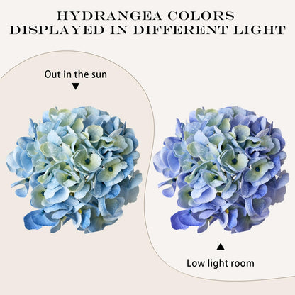 JINWOE Light Blue Flowers Hydrangea Artificial Flowers, 4PCS 21" Latex Real Touch Vintage Lifelike Silk Flowers,Faux Hydrangea Bouquet Fake Flowers for Wedding Centerpieces Tables Party Outdoor Home