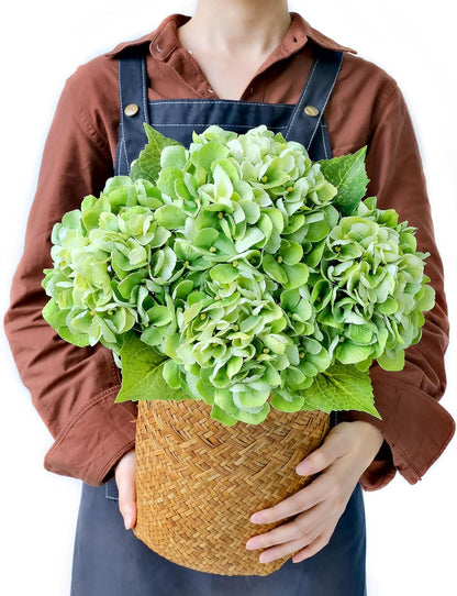JINWOE Light Blue Flowers Hydrangea Artificial Flowers, 4PCS 21" Latex Real Touch Vintage Lifelike Silk Flowers,Faux Hydrangea Bouquet Fake Flowers for Wedding Centerpieces Tables Party Outdoor Home