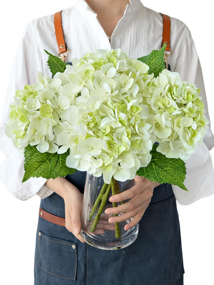 JINWOE Light Blue Flowers Hydrangea Artificial Flowers, 4PCS 21" Latex Real Touch Vintage Lifelike Silk Flowers,Faux Hydrangea Bouquet Fake Flowers for Wedding Centerpieces Tables Party Outdoor Home