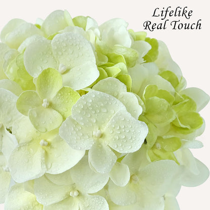 JINWOE Light Blue Flowers Hydrangea Artificial Flowers, 4PCS 21" Latex Real Touch Vintage Lifelike Silk Flowers,Faux Hydrangea Bouquet Fake Flowers for Wedding Centerpieces Tables Party Outdoor Home