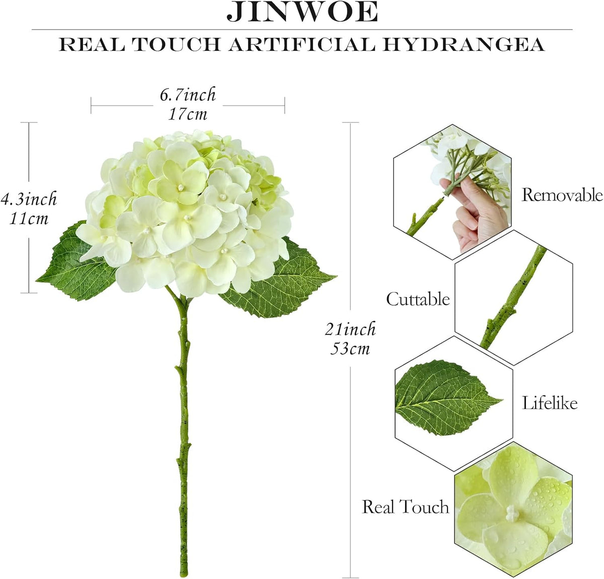 JINWOE Light Blue Flowers Hydrangea Artificial Flowers, 4PCS 21" Latex Real Touch Vintage Lifelike Silk Flowers,Faux Hydrangea Bouquet Fake Flowers for Wedding Centerpieces Tables Party Outdoor Home