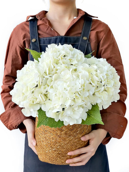 JINWOE Light Blue Flowers Hydrangea Artificial Flowers, 4PCS 21" Latex Real Touch Vintage Lifelike Silk Flowers,Faux Hydrangea Bouquet Fake Flowers for Wedding Centerpieces Tables Party Outdoor Home