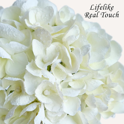JINWOE Light Blue Flowers Hydrangea Artificial Flowers, 4PCS 21" Latex Real Touch Vintage Lifelike Silk Flowers,Faux Hydrangea Bouquet Fake Flowers for Wedding Centerpieces Tables Party Outdoor Home