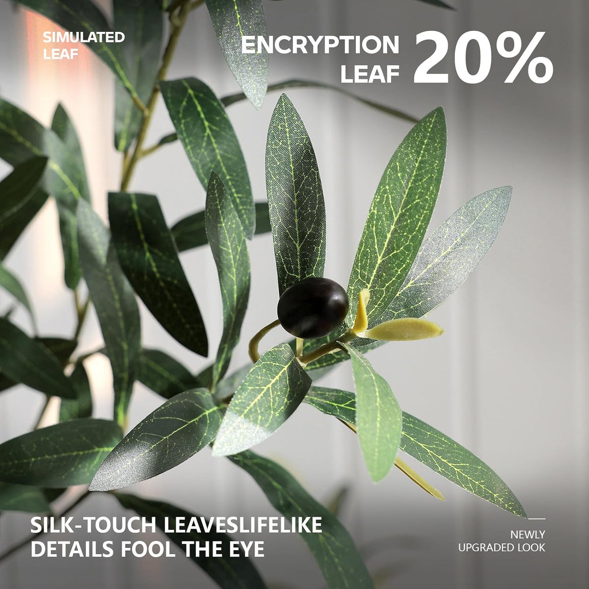 Artificial Olive Tree 7FT Faux Plant Home Decor - Large White Pot with Lifelike Silk Leaves, UV Resistant & No Maintenance - Indoor Outdoor Fake Tree for Modern Office Living Room,VN164