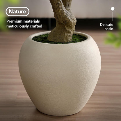 Artificial Olive Tree 7FT Faux Plant Home Decor - Large White Pot with Lifelike Silk Leaves, UV Resistant & No Maintenance - Indoor Outdoor Fake Tree for Modern Office Living Room,VN164