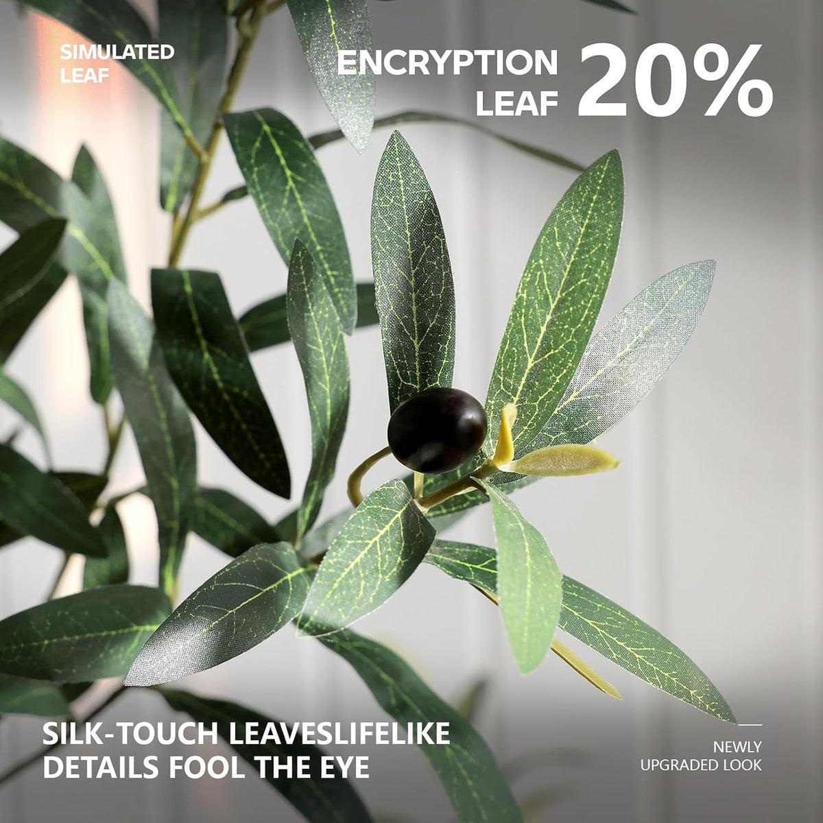 Artificial Olive Tree 7FT Faux Plant Home Decor - Large White Pot with Lifelike Silk Leaves, UV Resistant & No Maintenance - Indoor Outdoor Fake Tree for Modern Office Living Room,VN164