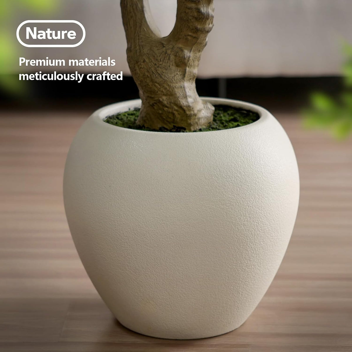 Artificial Olive Tree 7FT Faux Plant Home Decor - Large White Pot with Lifelike Silk Leaves, UV Resistant & No Maintenance - Indoor Outdoor Fake Tree for Modern Office Living Room,VN164
