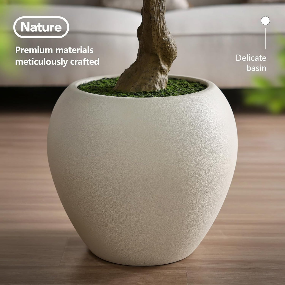 Artificial Olive Tree 7FT Faux Plant Home Decor - Large White Pot with Lifelike Silk Leaves, UV Resistant & No Maintenance - Indoor Outdoor Fake Tree for Modern Office Living Room,VN164
