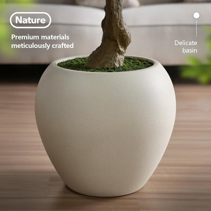 Artificial Olive Tree 7FT Faux Plant Home Decor - Large White Pot with Lifelike Silk Leaves, UV Resistant & No Maintenance - Indoor Outdoor Fake Tree for Modern Office Living Room,VN164