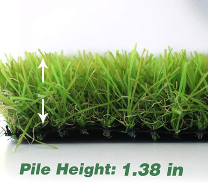 Artificial Grass Turf 12FTX20FT,1,38inch 4 Tone Realistic Synthetic Thick Fake Faux Grass Rug Astroturf Carpet Landscape for Dogs Indoor Outdoor Garden Lawn Mat, with Drainage Holes