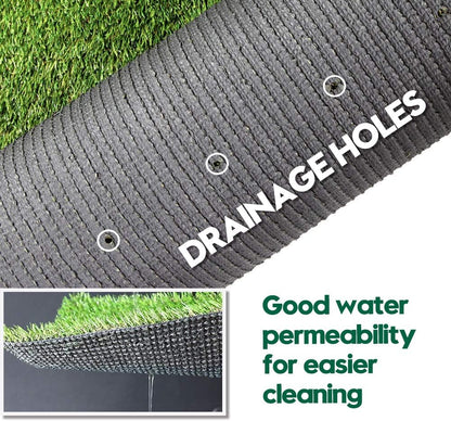Artificial Grass Turf 12FTX20FT,1,38inch 4 Tone Realistic Synthetic Thick Fake Faux Grass Rug Astroturf Carpet Landscape for Dogs Indoor Outdoor Garden Lawn Mat, with Drainage Holes