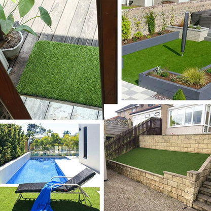 Artificial Grass Turf 12FTX20FT,1,38inch 4 Tone Realistic Synthetic Thick Fake Faux Grass Rug Astroturf Carpet Landscape for Dogs Indoor Outdoor Garden Lawn Mat, with Drainage Holes