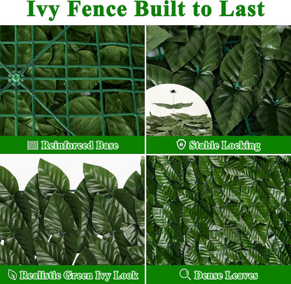 Artificial Ivy Privacy Screen for Fence, 39x118in Strengthened Joint Prevent Leaves Falling Off, Faux Hedge Panels Greenery Vines, Decorative Fences for Outdoor, Garden