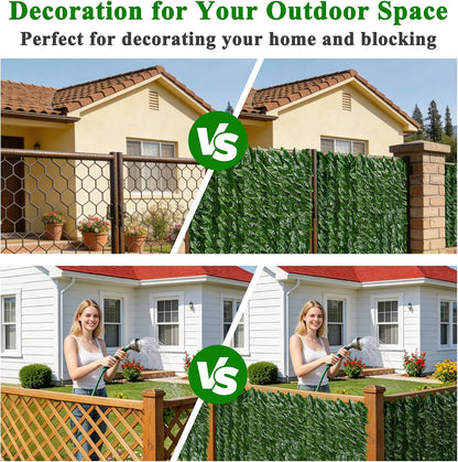 Artificial Ivy Privacy Screen for Fence, 39x118in Strengthened Joint Prevent Leaves Falling Off, Faux Hedge Panels Greenery Vines, Decorative Fences for Outdoor, Garden
