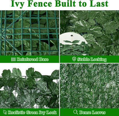 Artificial Ivy Privacy Screen for Fence, 39x118in Strengthened Joint Prevent Leaves Falling Off, Faux Hedge Panels Greenery Vines, Decorative Fences for Outdoor, Garden