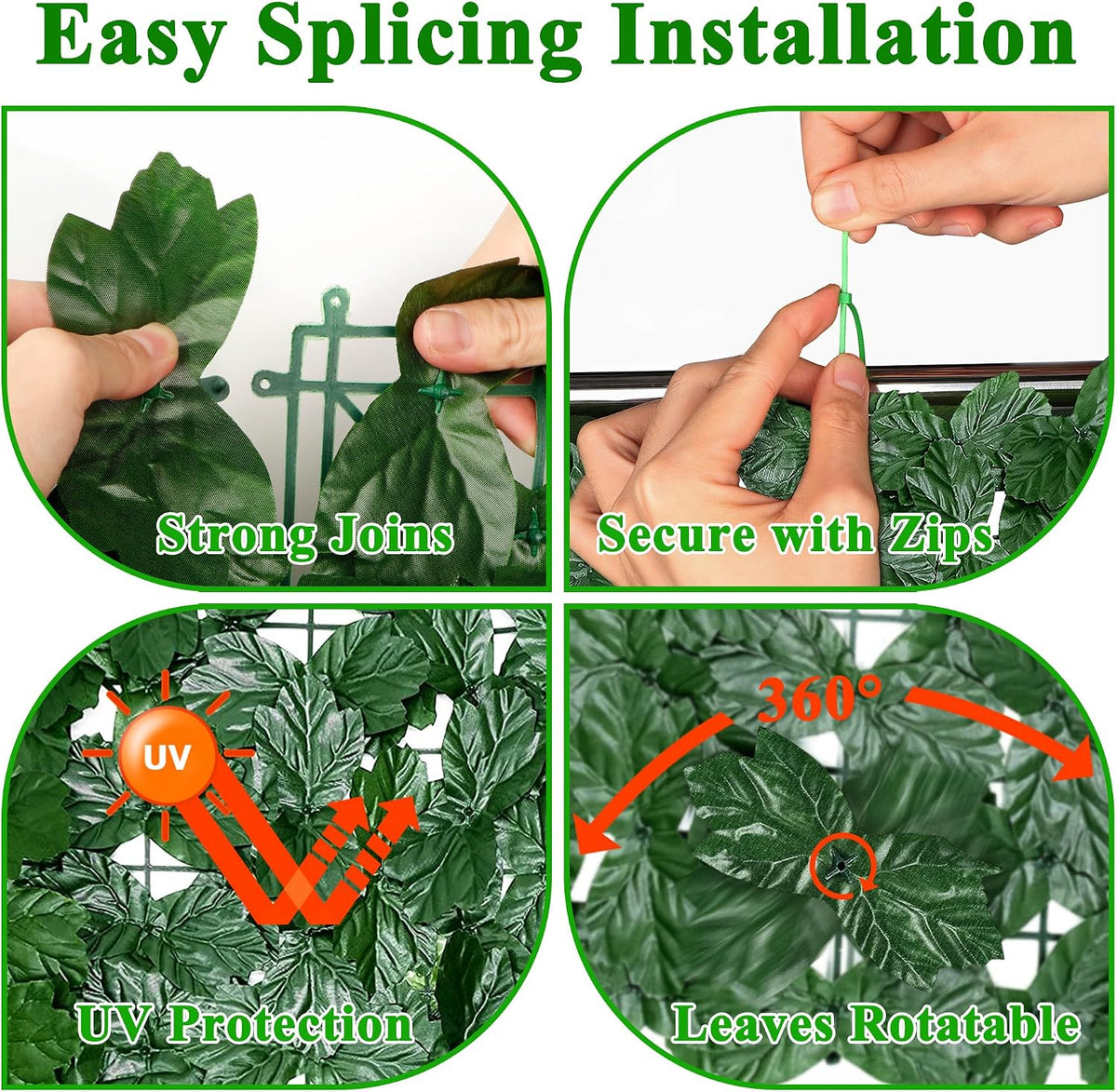 Artificial Ivy Privacy Screen for Fence, 39x118in Strengthened Joint Prevent Leaves Falling Off, Faux Hedge Panels Greenery Vines, Decorative Fences for Outdoor, Garden