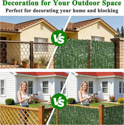 Artificial Ivy Privacy Screen for Fence, 39x118in Strengthened Joint Prevent Leaves Falling Off, Faux Hedge Panels Greenery Vines, Decorative Fences for Outdoor, Garden