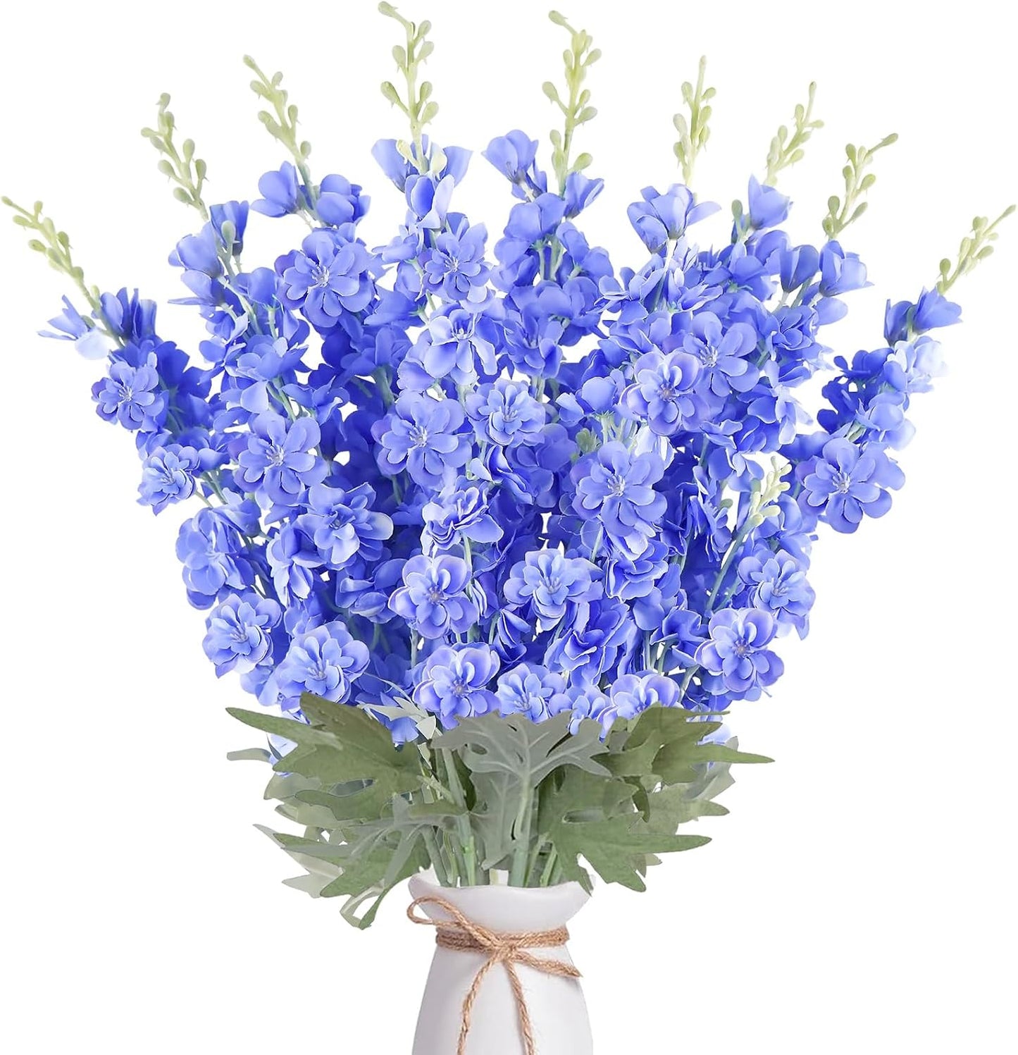 16Pcs Dusty Blue Delphinium Artificial Flowers 33.5'' Larkspur Flowers Bulk Long Stem Dusty Blue Wedding Decor Silk Flowers for Tall Vase Wedding Table Centerpieces Home Garden Decor