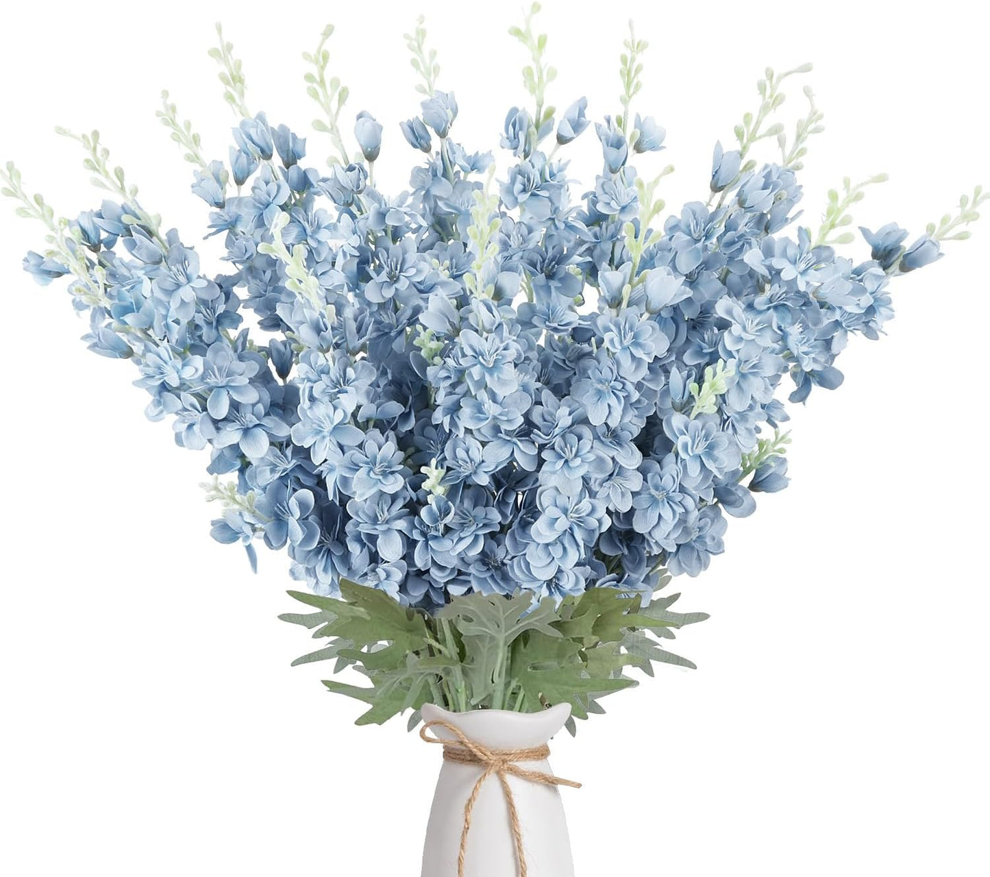 16Pcs Dusty Blue Delphinium Artificial Flowers 33.5'' Larkspur Flowers Bulk Long Stem Dusty Blue Wedding Decor Silk Flowers for Tall Vase Wedding Table Centerpieces Home Garden Decor