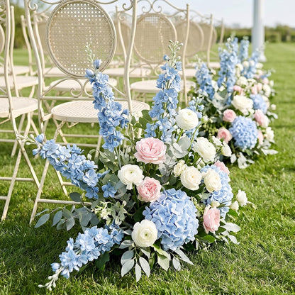 16Pcs Dusty Blue Delphinium Artificial Flowers 33.5'' Larkspur Flowers Bulk Long Stem Dusty Blue Wedding Decor Silk Flowers for Tall Vase Wedding Table Centerpieces Home Garden Decor