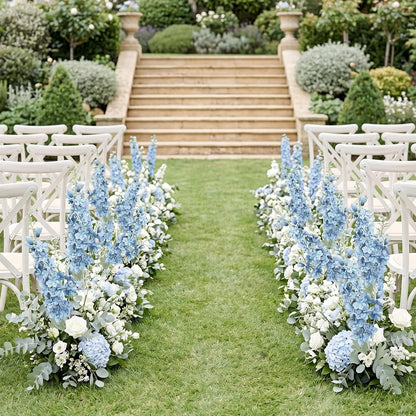 16Pcs Dusty Blue Delphinium Artificial Flowers 33.5'' Larkspur Flowers Bulk Long Stem Dusty Blue Wedding Decor Silk Flowers for Tall Vase Wedding Table Centerpieces Home Garden Decor