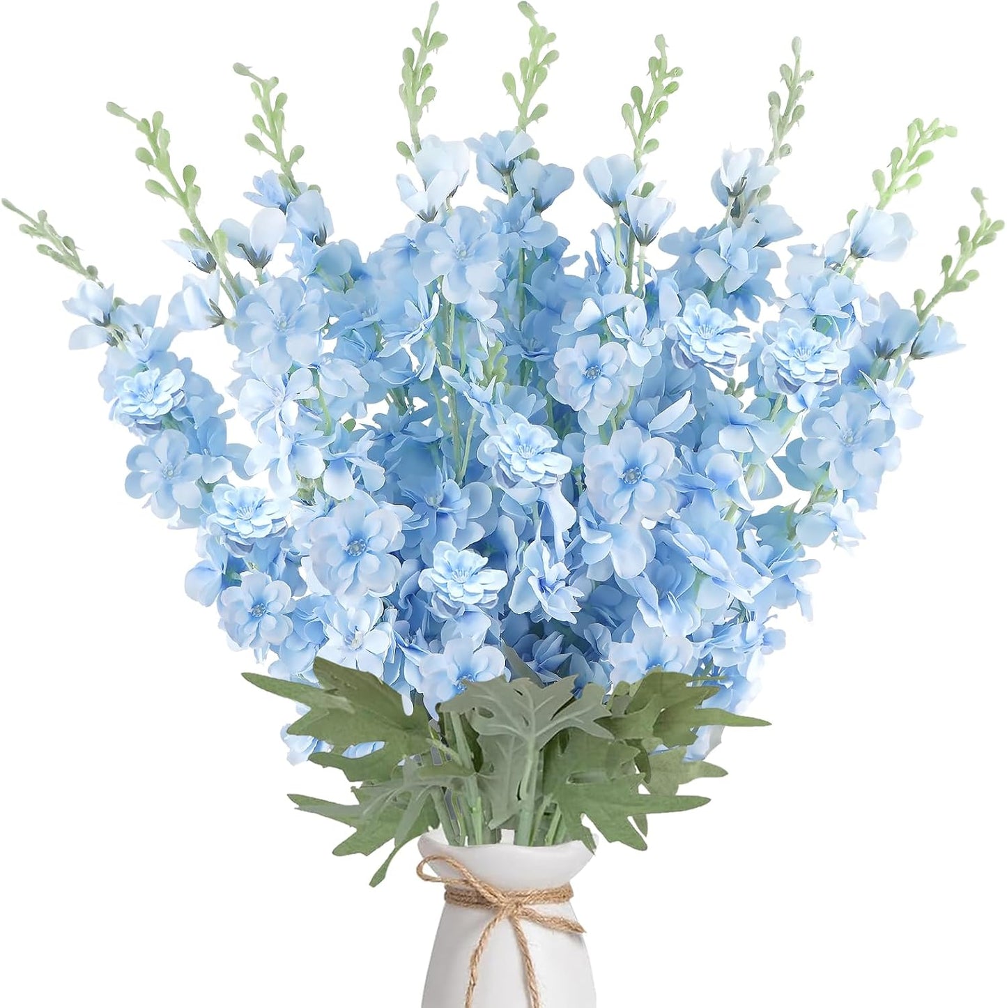 16Pcs Dusty Blue Delphinium Artificial Flowers 33.5'' Larkspur Flowers Bulk Long Stem Dusty Blue Wedding Decor Silk Flowers for Tall Vase Wedding Table Centerpieces Home Garden Decor