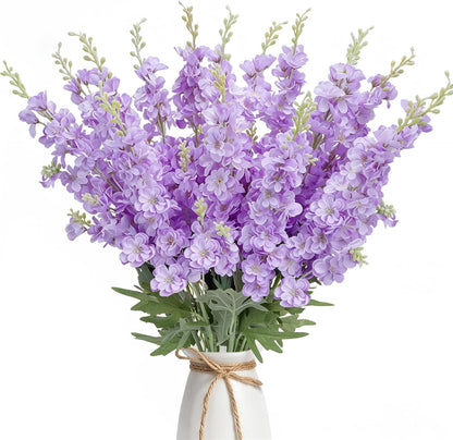 16Pcs Dusty Blue Delphinium Artificial Flowers 33.5'' Larkspur Flowers Bulk Long Stem Dusty Blue Wedding Decor Silk Flowers for Tall Vase Wedding Table Centerpieces Home Garden Decor