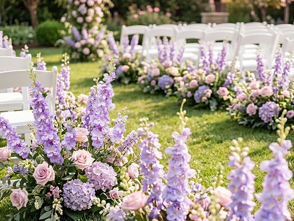 16Pcs Dusty Blue Delphinium Artificial Flowers 33.5'' Larkspur Flowers Bulk Long Stem Dusty Blue Wedding Decor Silk Flowers for Tall Vase Wedding Table Centerpieces Home Garden Decor