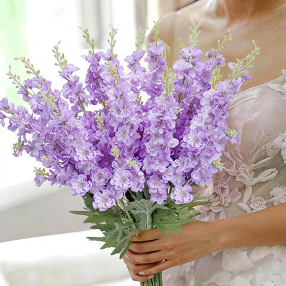 16Pcs Dusty Blue Delphinium Artificial Flowers 33.5'' Larkspur Flowers Bulk Long Stem Dusty Blue Wedding Decor Silk Flowers for Tall Vase Wedding Table Centerpieces Home Garden Decor