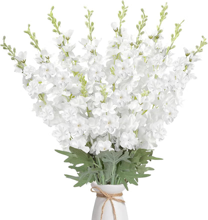 16Pcs Dusty Blue Delphinium Artificial Flowers 33.5'' Larkspur Flowers Bulk Long Stem Dusty Blue Wedding Decor Silk Flowers for Tall Vase Wedding Table Centerpieces Home Garden Decor