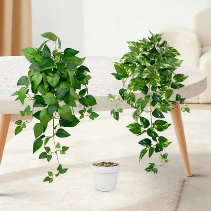2 Pack Artificial Hanging Plants with White Pots 23.6''
