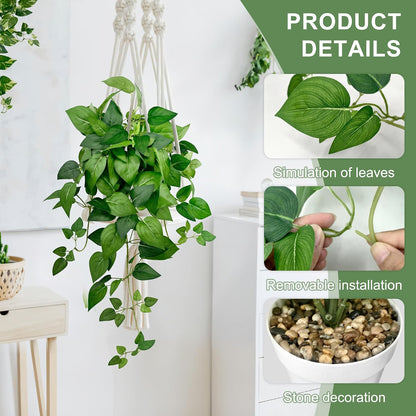 2 Pack Artificial Hanging Plants with White Pots 23.6''
