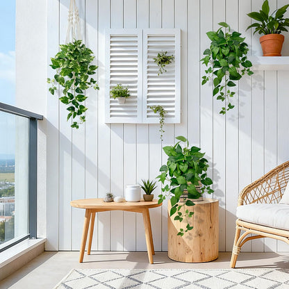 2 Pack Artificial Hanging Plants with White Pots 23.6''