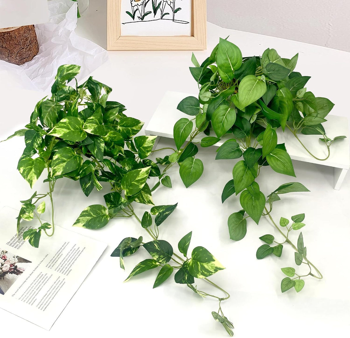 2 Pack Artificial Hanging Plants with White Pots 23.6''