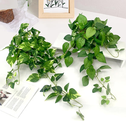 2 Pack Artificial Hanging Plants with White Pots 23.6''