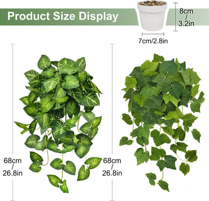 2 Pack Artificial Hanging Plants with White Pots 23.6''