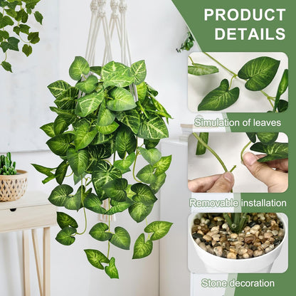 2 Pack Artificial Hanging Plants with White Pots 23.6''
